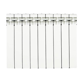 Биметаллический радиатор Rifar Base Ventil 500, 12 секций, нижнее подключение правое (BVR), цвет белый Ral 9016. Высота 570 мм, ширина 960 мм, глубина 100 мм (Мощность при дельта Т50 = 1524 Вт, Т60 = 1932 Вт, Т70 = 2364 Вт)