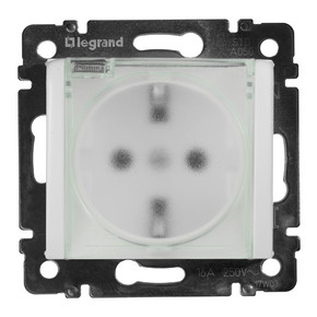 Розетка 2К+З нем.стд. с прозр. кр.защ. IP-44 Valena (бел)