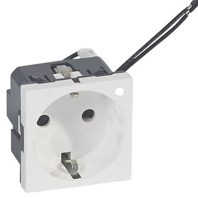 Legrand 077212 Mosaic Розетка 2К+З со шторками автозажим с индикатором 2М, белая